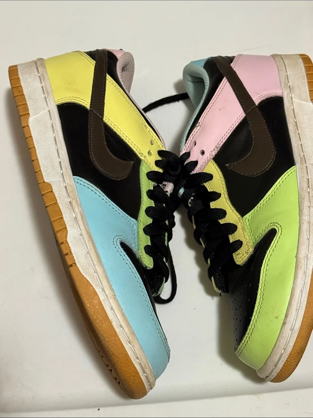 Nike Kids Low-Top Dunks in Black, Pastel Pink, Yellow, Green & Blue